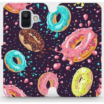 Pouzdro na mobilní telefon Flipové pouzdro Mobiwear - Samsung Galaxy A6 2018 - VP19S Donutky (Knížkové flip pouzdro, obal, kryt na mobil Samsung Galaxy A6 2018 - VP19S Donutky, materiál Umělá kůže + TPU - ochrana 360°, stojánek, silikonová vanička, magnetické zavírání)