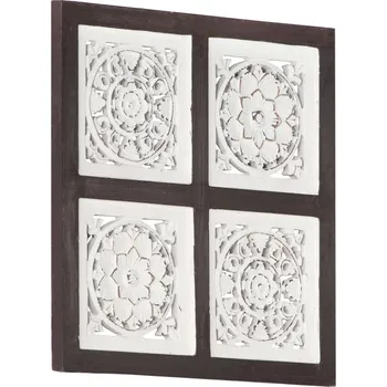 Obklad OMAXI Ručně vyřezávaný nástěnný panel MDF 40x40x1,5 cm hnědý a bílý 105450