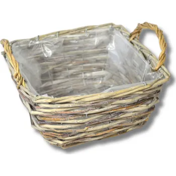 Květináč Dekorace - Obal vrba hranatý s uchy 24x24x13cm