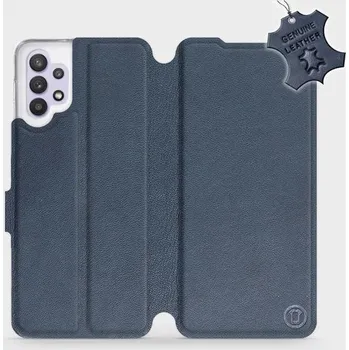 Pouzdro na mobilní telefon Kožené flip pouzdro Mobiwear - Samsung Galaxy A32 5G - Modré (Kožené knížkové pouzdro, obal, kryt na mobil Samsung Galaxy A32 5G, Modré, materiál Genuine Leather, ochrana 360°, stojánek, silikonová vanička, magnetické zavírání)