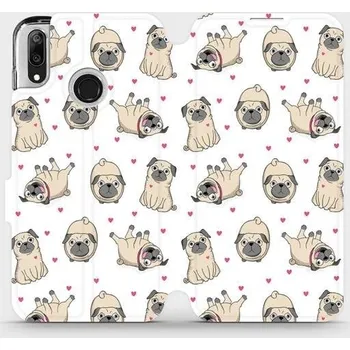 Pouzdro na mobilní telefon Flipové pouzdro Mobiwear - Huawei Y7 2019 - M097P Mopsíci (Knížkové flip pouzdro, obal, kryt na mobil Huawei Y7 2019 - M097P Mopsíci, materiál Umělá kůže + TPU - ochrana 360°, stojánek, silikonová vanička, magnetické zavírání)