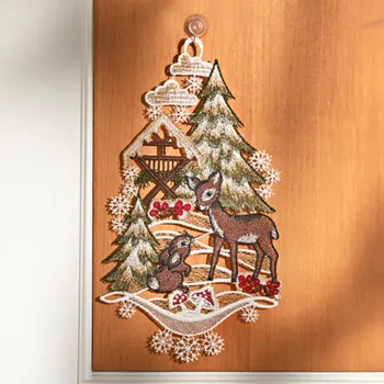 Vánoční dekorace 3Pagen Obrázek na okno Zimní scenérie 28 x 16 cm. S přísavkou.