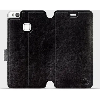 Pouzdro na mobilní telefon Flipové pouzdro Mobiwear - Huawei P9 Lite - Černé a šedé (Knížkové flip pouzdro, obal, kryt na mobil Huawei P9 Lite - Černé a šedé, materiál Umělá kůže + TPU - ochrana 360°, stojánek, silikonová vanička, magnetické zavírání)