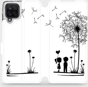 Pouzdro na mobilní telefon Flipové pouzdro Mobiwear - Samsung Galaxy A12 - MH16P Dvojice s pampeliškou (Knížkové flip pouzdro, obal, kryt na mobil Samsung Galaxy A12 - MH16P Dvojice s pampeliškou, materiál Umělá kůže + TPU - ochrana 360°, stojánek, silikonová vanička, magnetické)