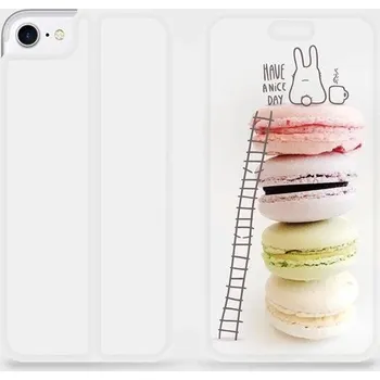 Pouzdro na mobilní telefon Flipové pouzdro Mobiwear - Apple iPhone 7 - M090P Makronky - have a nice day (Knížkové flip pouzdro, obal, kryt na mobil Apple iPhone 7 - M090P Makronky - have a nice day, materiál Umělá kůže + TPU - ochrana 360°, stojánek, silikonová vanička, magnetické)