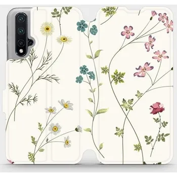 Pouzdro na mobilní telefon Flipové pouzdro Mobiwear - Honor 20 - MD03S Tenké rostlinky s květy (Knížkové flip pouzdro, obal, kryt na mobil Honor 20 - MD03S Tenké rostlinky s květy, materiál Umělá kůže + TPU - ochrana 360°, stojánek, silikonová vanička, magnetické zavírání)