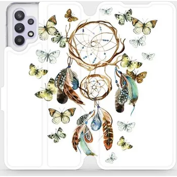Pouzdro na mobilní telefon Flipové pouzdro Mobiwear - Samsung Galaxy A32 5G - M001P Lapač a motýlci (Knížkové flip pouzdro, obal, kryt na mobil Samsung Galaxy A32 5G - M001P Lapač a motýlci, materiál Umělá kůže + TPU - ochrana 360°, stojánek, silikonová vanička, magnetické zavírání