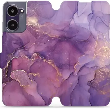 Pouzdro na mobilní telefon Flipové pouzdro Mobiwear - Realme 10 - VP20S Fialový mramor (Knížkové flip pouzdro, obal, kryt na mobil Realme 10 - VP20S Fialový mramor, materiál Umělá kůže + TPU - ochrana 360°, stojánek, silikonová vanička, magnetické zavírání)