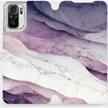 Pouzdro na mobilní telefon Flipové pouzdro Mobiwear - Xiaomi Redmi Note 10 / 10S - VP31S Bílý a fialový mramor (Knížkové flip pouzdro, obal, kryt na mobil Xiaomi Redmi Note 10 / 10S - VP31S Bílý a fialový mramor, materiál Umělá kůže + TPU - ochrana 360°, stojánek, silikonová vaničk