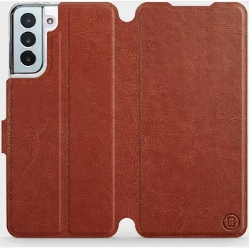 Pouzdro na mobilní telefon Flipové pouzdro Mobiwear - Samsung Galaxy S21 Plus 5G - Hnědé a šedé (Knížkové flip pouzdro, obal, kryt na mobil Samsung Galaxy S21 Plus 5G - Hnědé a šedé, materiál Umělá kůže + TPU - ochrana 360°, stojánek, silikonová vanička, magnetické zavírání)