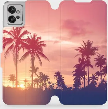 Pouzdro na mobilní telefon Flipové pouzdro Mobiwear - Motorola Moto G32 - M134P Palmy a růžová obloha (Knížkové flip pouzdro, obal, kryt na mobil Motorola Moto G32 - M134P Palmy a růžová obloha, materiál Umělá kůže + TPU - ochrana 360°, stojánek, silikonová vanička, magnetické)