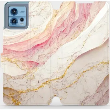 Pouzdro na mobilní telefon Flipové pouzdro Mobiwear - Motorola Moto G72 - VP32S Růžový a zlatavý mramor (Knížkové flip pouzdro, obal, kryt na mobil Motorola Moto G72 - VP32S Růžový a zlatavý mramor, materiál Umělá kůže + TPU - ochrana 360°, stojánek, silikonová vanička, magnetické)