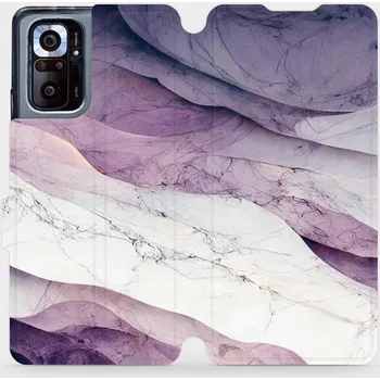 Pouzdro na mobilní telefon Flipové pouzdro Mobiwear - Xiaomi Redmi Note 10 Pro - VP31S Bílý a fialový mramor (Knížkové flip pouzdro, obal, kryt na mobil Xiaomi Redmi Note 10 Pro - VP31S Bílý a fialový mramor, materiál Umělá kůže + TPU - ochrana 360°, stojánek, silikonová vanička,)