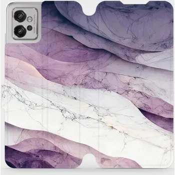 Pouzdro na mobilní telefon Flipové pouzdro Mobiwear - Motorola Moto G32 - VP31S Bílý a fialový mramor (Knížkové flip pouzdro, obal, kryt na mobil Motorola Moto G32 - VP31S Bílý a fialový mramor, materiál Umělá kůže + TPU - ochrana 360°, stojánek, silikonová vanička, magnetické)