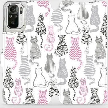 Pouzdro na mobilní telefon Flipové pouzdro Mobiwear - Xiaomi Redmi Note 10 - MX01S Kočičí zádíčka (Knížkové flip pouzdro, obal, kryt na mobil Xiaomi Redmi Note 10 - MX01S Kočičí zádíčka, materiál Umělá kůže + TPU - ochrana 360°, stojánek, silikonová vanička, magnetické zavírání)