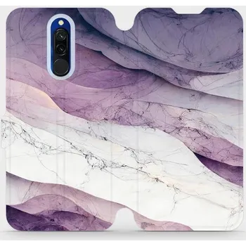 Pouzdro na mobilní telefon Flipové pouzdro Mobiwear - Xiaomi Redmi 8 - VP31S Bílý a fialový mramor (Knížkové flip pouzdro, obal, kryt na mobil Xiaomi Redmi 8 - VP31S Bílý a fialový mramor, materiál Umělá kůže + TPU - ochrana 360°, stojánek, silikonová vanička, magnetické zavírání)