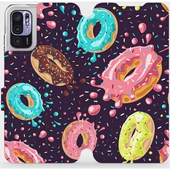 Pouzdro na mobilní telefon Flipové pouzdro Mobiwear - Xiaomi Redmi Note 10 5G - VP19S Donutky (Knížkové flip pouzdro, obal, kryt na mobil Xiaomi Redmi Note 10 5G - VP19S Donutky, materiál Umělá kůže + TPU - ochrana 360°, stojánek, silikonová vanička, magnetické zavírání)