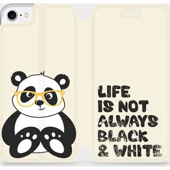 Pouzdro na mobilní telefon Flipové pouzdro Mobiwear - Apple iPhone SE 2020 / SE 2022 - M041S Panda - life is not always black and white (Knížkové flip pouzdro, obal, kryt na mobil Apple iPhone SE 2020 / SE 2022 - M041S Panda - life is not always black and white, materiál Umělá kůže