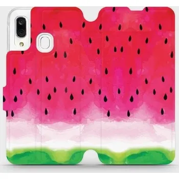 Pouzdro na mobilní telefon Flipové pouzdro Mobiwear - Samsung Galaxy A40 - V086S Melounek (Knížkové flip pouzdro, obal, kryt na mobil Samsung Galaxy A40 - V086S Melounek, materiál Umělá kůže + TPU - ochrana 360°, stojánek, silikonová vanička, magnetické zavírání)