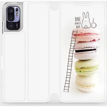 Pouzdro na mobilní telefon Flipové pouzdro Mobiwear - Xiaomi Redmi Note 10 5G - M090P Makronky - have a nice day (Knížkové flip pouzdro, obal, kryt na mobil Xiaomi Redmi Note 10 5G - M090P Makronky - have a nice day, materiál Umělá kůže + TPU - ochrana 360°, stojánek, silikonová)