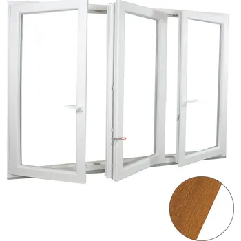 Okno ALUPLAST Plastové okno trojkřídlé zlatý dub/bílé 160x130 Zasklení: Dvojsklo Ug= 1,1