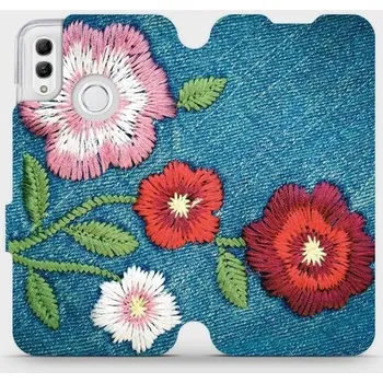 Pouzdro na mobilní telefon Flipové pouzdro Mobiwear - Honor 10 Lite - MD05P Džínové květy (Knížkové flip pouzdro, obal, kryt na mobil Honor 10 Lite - MD05P Džínové květy, materiál Umělá kůže + TPU - ochrana 360°, stojánek, silikonová vanička, magnetické zavírání)