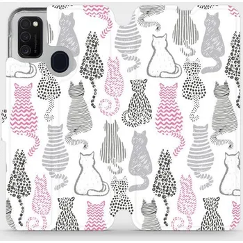 Pouzdro na mobilní telefon Flipové pouzdro Mobiwear - Samsung Galaxy M21 - MX01S Kočičí zádíčka (Knížkové flip pouzdro, obal, kryt na mobil Samsung Galaxy M21 - MX01S Kočičí zádíčka, materiál Umělá kůže + TPU - ochrana 360°, stojánek, silikonová vanička, magnetické zavírání)