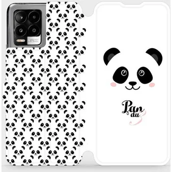 Pouzdro na mobilní telefon Flipové pouzdro Mobiwear - Realme 8 - M030P Panda Amálka (Knížkové flip pouzdro, obal, kryt na mobil Realme 8 - M030P Panda Amálka, materiál Umělá kůže + TPU - ochrana 360°, stojánek, silikonová vanička, magnetické zavírání)