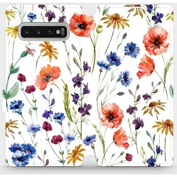Pouzdro na mobilní telefon Flipové pouzdro Mobiwear - Samsung Galaxy S10 Plus - MP04S Luční kvítí (Knížkové flip pouzdro, obal, kryt na mobil Samsung Galaxy S10 Plus - MP04S Luční kvítí, materiál Umělá kůže + TPU - ochrana 360°, stojánek, silikonová vanička, magnetické zavírání)
