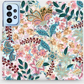 Pouzdro na mobilní telefon Flipové pouzdro Mobiwear - Samsung Galaxy A53 5G - MX04S Spletité kvítky a listy (Knížkové flip pouzdro, obal, kryt na mobil Samsung Galaxy A53 5G - MX04S Spletité kvítky a listy, materiál Umělá kůže + TPU - ochrana 360°, stojánek, silikonová vanička,)