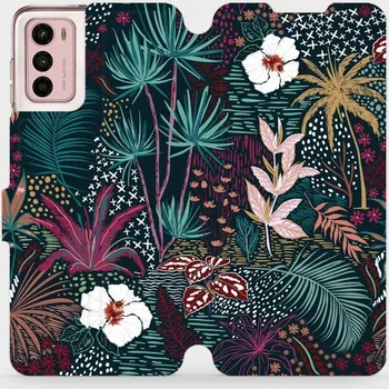 Pouzdro na mobilní telefon Flipové pouzdro Mobiwear - Motorola Moto G42 - VP13S Temná flóra (Knížkové flip pouzdro, obal, kryt na mobil Motorola Moto G42 - VP13S Temná flóra, materiál Umělá kůže + TPU - ochrana 360°, stojánek, silikonová vanička, magnetické zavírání)