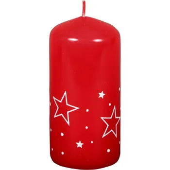Svíčka Svíčka BÍLÉ HVĚZDY VÁLEC vánoční lakovaná d6x9cm