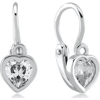 Náušnice Lillian Vassago Dětské náušnice srdce se zirkonem v bílém zlatě, zapínání brizura LLV66-KGER042