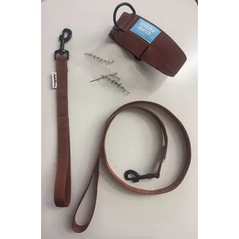 Obojek pro psa Set / obojek + 2x vodítko / 7 barev Barva: Hnědý M set