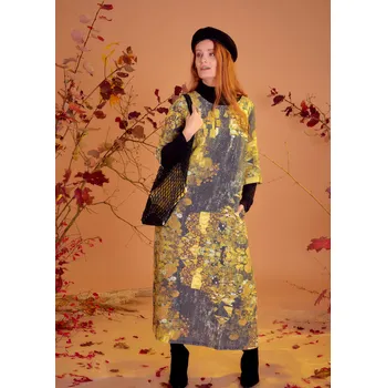 Dámské šaty Lněné 100% Lněné šaty Gustav Klimt Adele Bloch - Bauer Velikost: EU 48