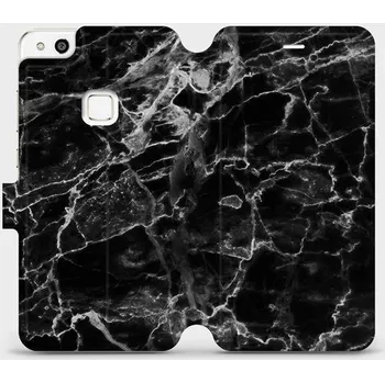 Pouzdro na mobilní telefon Flipové pouzdro Mobiwear - Huawei P10 Lite - V056P Černý mramor (Knížkové flip pouzdro, obal, kryt na mobil Huawei P10 Lite - V056P Černý mramor, materiál Umělá kůže + TPU - ochrana 360°, stojánek, silikonová vanička, magnetické zavírání)
