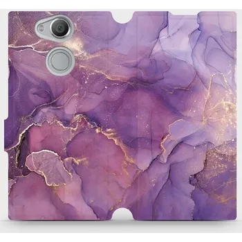 Pouzdro na mobilní telefon Flipové pouzdro Mobiwear - Sony Xperia XA2 - VP20S Fialový mramor (Knížkové flip pouzdro, obal, kryt na mobil Sony Xperia XA2 - VP20S Fialový mramor, materiál Umělá kůže + TPU - ochrana 360°, stojánek, silikonová vanička, magnetické zavírání)