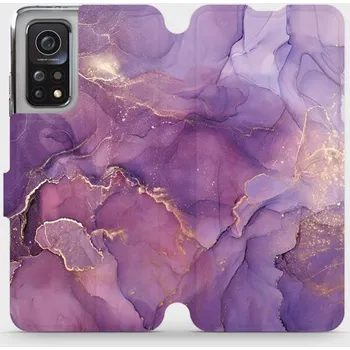 Pouzdro na mobilní telefon Flipové pouzdro Mobiwear - Xiaomi Mi 10T - VP20S Fialový mramor (Knížkové flip pouzdro, obal, kryt na mobil Xiaomi Mi 10T - VP20S Fialový mramor, materiál Umělá kůže + TPU - ochrana 360°, stojánek, silikonová vanička, magnetické zavírání)