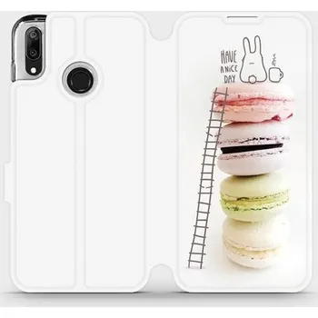 Pouzdro na mobilní telefon Flipové pouzdro Mobiwear - Huawei Y7 2019 - M090P Makronky - have a nice day (Knížkové flip pouzdro, obal, kryt na mobil Huawei Y7 2019 - M090P Makronky - have a nice day, materiál Umělá kůže + TPU - ochrana 360°, stojánek, silikonová vanička, magnetické)