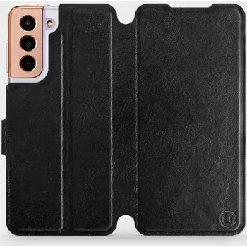 Pouzdro na mobilní telefon Flipové pouzdro Mobiwear - Samsung Galaxy S21 5G - Černé a šedé (Knížkové flip pouzdro, obal, kryt na mobil Samsung Galaxy S21 5G - Černé a šedé, materiál Umělá kůže + TPU - ochrana 360°, stojánek, silikonová vanička, magnetické zavírání)