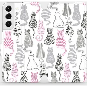 Pouzdro na mobilní telefon Flipové pouzdro Mobiwear - Samsung Galaxy S22 - MX01S Kočičí zádíčka (Knížkové flip pouzdro, obal, kryt na mobil Samsung Galaxy S22 - MX01S Kočičí zádíčka, materiál Umělá kůže + TPU - ochrana 360°, stojánek, silikonová vanička, magnetické zavírání)