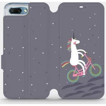 Pouzdro na mobilní telefon Flipové pouzdro Mobiwear - Honor 10 - V024P Jednorožec na kole (Knížkové flip pouzdro, obal, kryt na mobil Honor 10 - V024P Jednorožec na kole, materiál Umělá kůže + TPU - ochrana 360°, stojánek, silikonová vanička, magnetické zavírání)