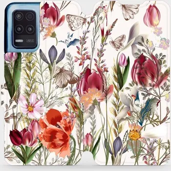 Pouzdro na mobilní telefon Flipové pouzdro Mobiwear - Realme 8 5G - MP01S Rozkvetlá louka (Knížkové flip pouzdro, obal, kryt na mobil Realme 8 5G - MP01S Rozkvetlá louka, materiál Umělá kůže + TPU - ochrana 360°, stojánek, silikonová vanička, magnetické zavírání)