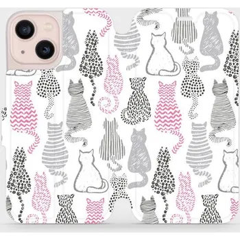 Pouzdro na mobilní telefon Flipové pouzdro Mobiwear - Apple iPhone 13 Mini - MX01S Kočičí zádíčka (Knížkové flip pouzdro, obal, kryt na mobil Apple iPhone 13 Mini - MX01S Kočičí zádíčka, materiál Umělá kůže + TPU - ochrana 360°, stojánek, silikonová vanička, magnetické zavírání)