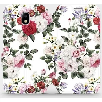 Pouzdro na mobilní telefon Flipové pouzdro Mobiwear - Samsung Galaxy J5 2017 - MD01S Růže na bílé (Knížkové flip pouzdro, obal, kryt na mobil Samsung Galaxy J5 2017 - MD01S Růže na bílé, materiál Umělá kůže + TPU - ochrana 360°, stojánek, silikonová vanička, magnetické zavírání)