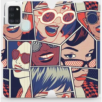 Pouzdro na mobilní telefon Flipové pouzdro Mobiwear - Samsung Galaxy A21S - VP18P Komiks (Knížkové flip pouzdro, obal, kryt na mobil Samsung Galaxy A21S - VP18P Komiks, materiál Umělá kůže + TPU - ochrana 360°, stojánek, silikonová vanička, magnetické zavírání)