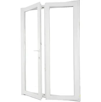 Vchodové dveře ALUPLAST Plastové dvoukřídlé balkonové dveře s oboustrannou klikou bílé 130x200 Otvírání: Levé