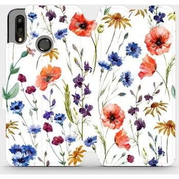 Pouzdro na mobilní telefon Flipové pouzdro Mobiwear - Huawei P Smart 2019 - MP04S Luční kvítí (Knížkové flip pouzdro, obal, kryt na mobil Huawei P Smart 2019 - MP04S Luční kvítí, materiál Umělá kůže + TPU - ochrana 360°, stojánek, silikonová vanička, magnetické zavírání)