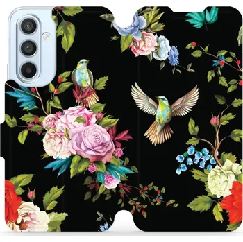 Pouzdro na mobilní telefon Flipové pouzdro Mobiwear - Samsung Galaxy A54 5G - VD09S Ptáčci a květy (Knížkové flip pouzdro, obal, kryt na mobil Samsung Galaxy A54 5G - VD09S Ptáčci a květy, materiál Umělá kůže + TPU - ochrana 360°, stojánek, silikonová vanička, magnetické zavírání)