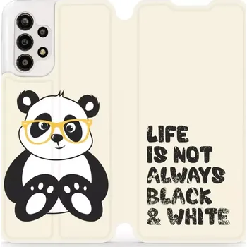 Pouzdro na mobilní telefon Flipové pouzdro Mobiwear - Samsung Galaxy A13 - M041S Panda - life is not (Knížkové flip pouzdro, obal, kryt na mobil Samsung Galaxy A13 - M041S Panda - life is not, materiál Umělá kůže + TPU - ochrana 360°, stojánek, silikonová vanička, magnetické zavírá